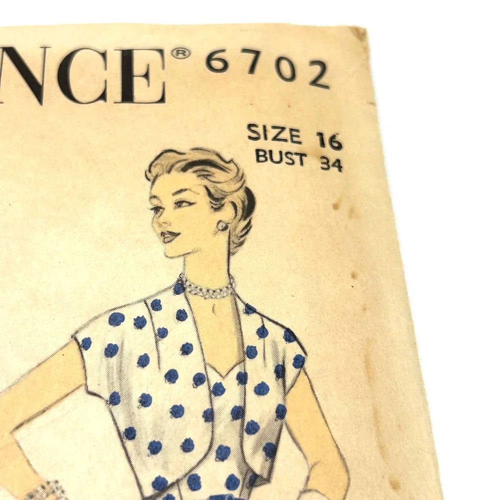 Advance Vintage 1950's Pattern #6702 Misses Sun‎ Dress And Bolero Size 16